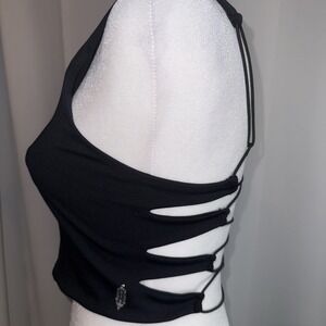 Free People Black Sports Bra Size S FP Movement Racerback Cinched Crop Top Yoga